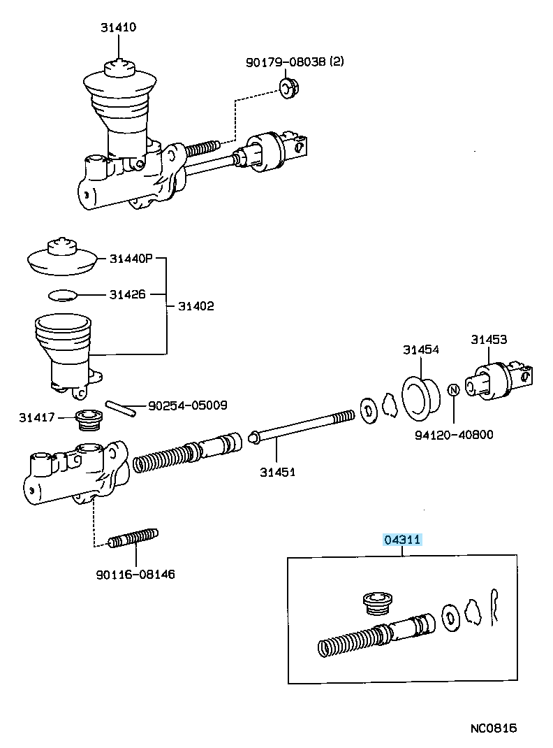 TOYOTA MR2 SW20 RAV4 SXA1# Clutch Master & Release Cylinder OH Repair Kit OEM