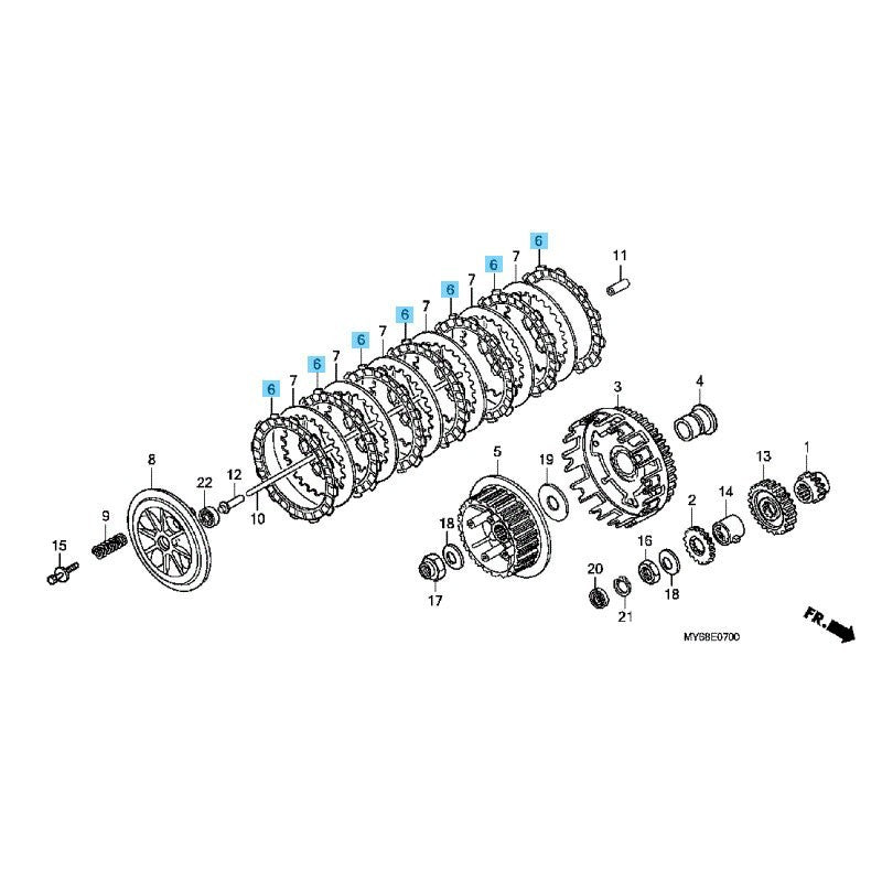 HONDA XR650L '93-09 '12-25 Genuine Clutch Friction Disk 22201-MY6-670 x7 Set