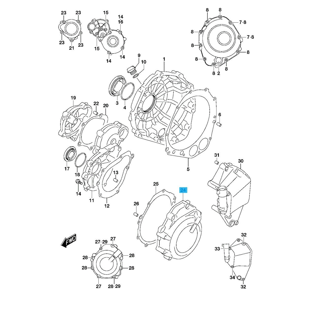 SUZUKI GSX-S1000 2017-2020 Genuine Magneto Cover 11351-04K00 OEM