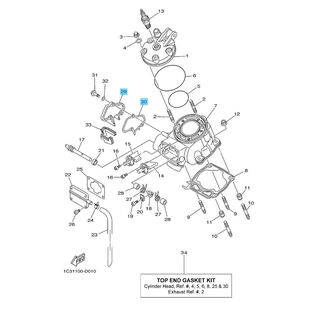 YAMAHA YZ125 2005-2021 Genuine Cylinder Housing No.2 & Gasket Set OEM