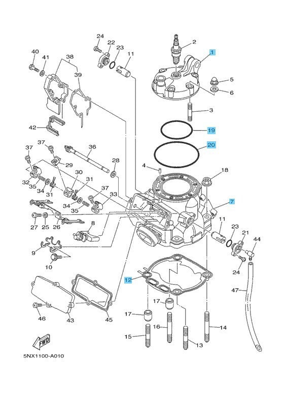 YAMAHA YZ250X 16-23 Genuine Cylinder Head & O-Ring & Cylinder & Gasket Set OEM
