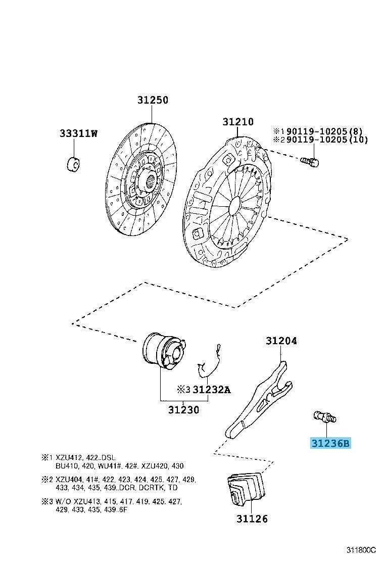 TOYOTA DYNA XZU422L Genuine Release Fork Ball Support 31236-36060 OEM