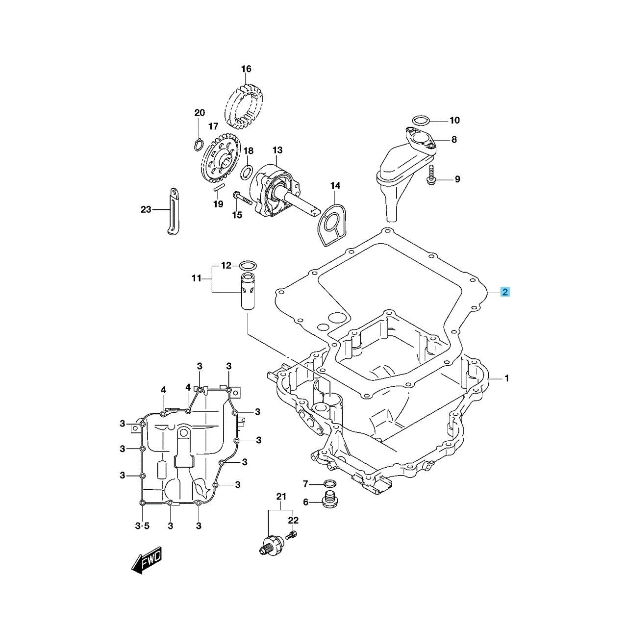 SUZUKI HAYABUSA GSX1300R 99-09 11-20 22-24 Genuine Oil Pan Gasket 11489-24F10