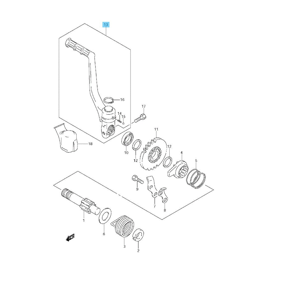 SUZUKI RM85 '02-09 2012 '15-23 Genuine Kick Starter Lever Assy 26300-03B00 OEM