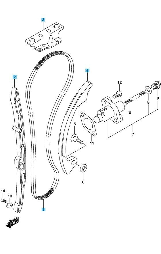 SUZUKI DR-Z400SM 23-24 Genuine Cam Chain &Tensioner & Guide No1 & No2 Set