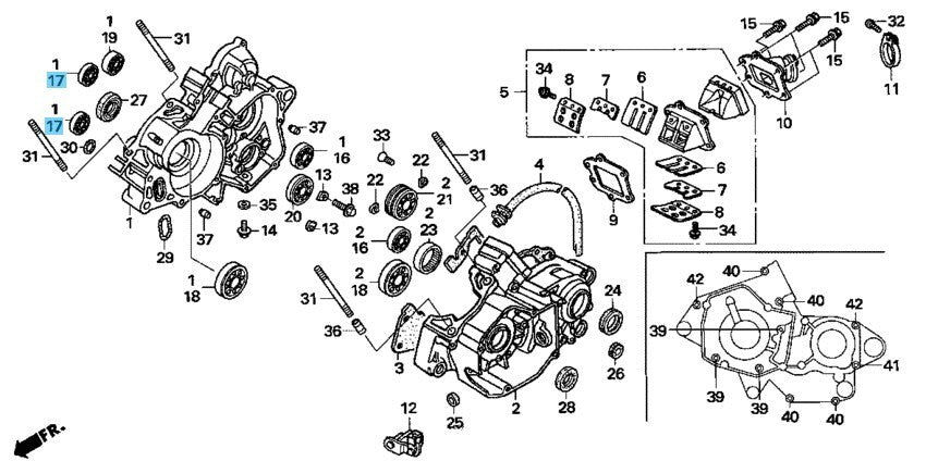 HONDA CR125R 83-93 02-07 Genuine Crankcase Radial Ball Bearing x2 Set OEM