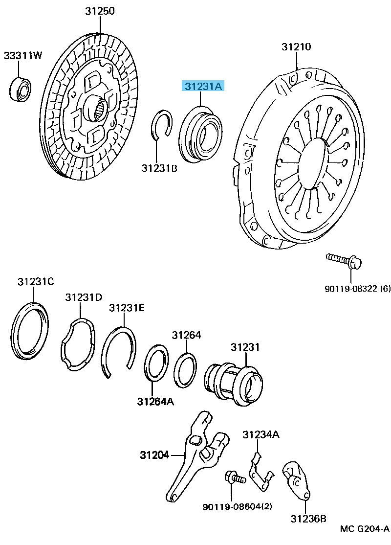 TOYOTA SUPRA MA70 87-92 Genuine Clutch Release Hub Ball Bearing 90363-45012 OEM