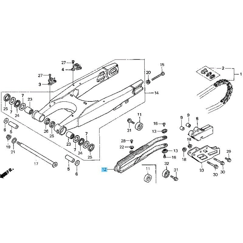 HONDA CR125R '98-99 CR250R '97-99 Genuine Swingarm Chain Slider 52170-KZ3-B01