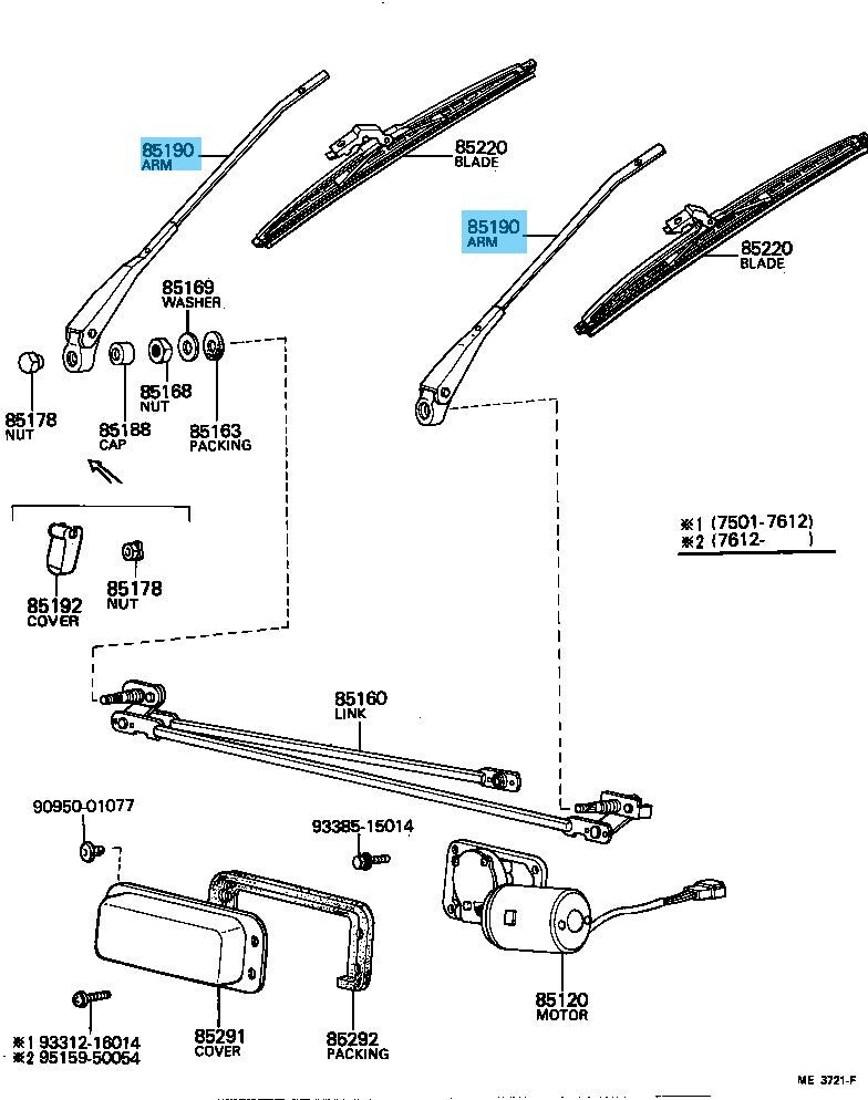 TOYOTA LAND CRUISER BJ4# 80-84 Genuine Windshield Wiper Arm 85190-9030 RHD