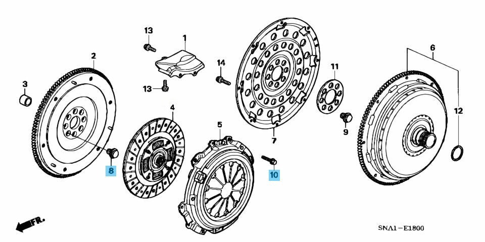 HONDA Genuine Flywheel Pressure Plate Bolt Set 90011-PNA-B00 x8 90034-P10-A01 x6