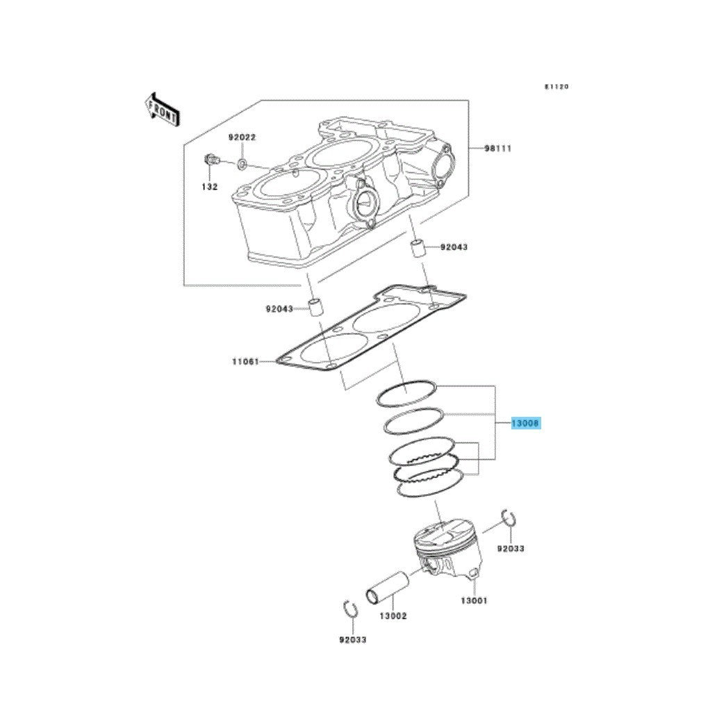 KAWASAKI NINJA 250R EX250J 2008-2012 Genuine Piston Ring Set 13008-0032 x2 Sets