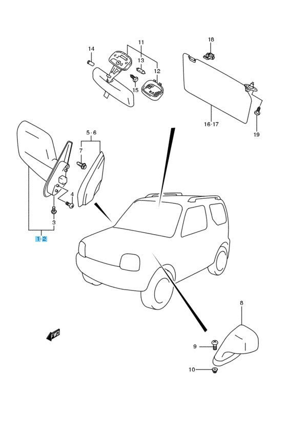 SUZUKI JIMNY JB23W TYPES 1 to 3 Genuine Out Rear View Mirror Assy RH & LH Set