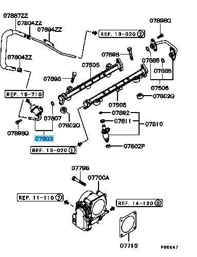 MITSUBISHI MONTERO V77W 03-06 Genuine MPI Delivery Pipe Pressure Regulator OEM