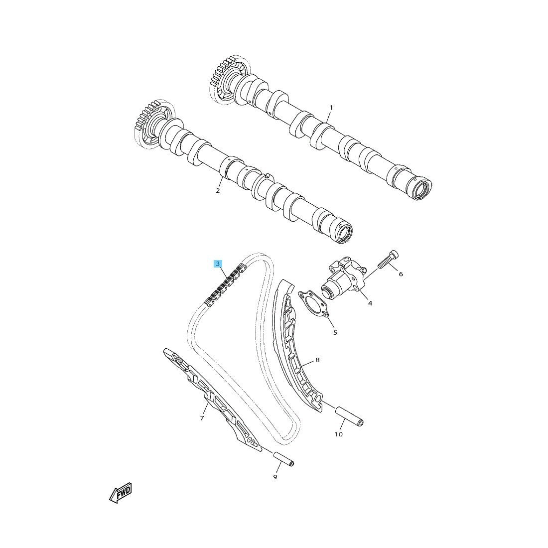YAMAHA YZF-R1 YZF-R1M '15-24 MT-10 '18-24 Genuine Camshaft Chain 94591-75128-00