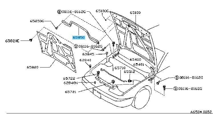 NISSAN 240SX S13 1989-1994 Genuine Front Hood Seal 65810-40F00 OEM