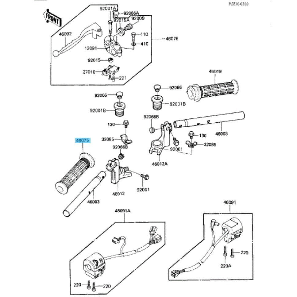 KAWASAKI GPz ZX550 1984-1986 Genuine Grip LH 46075-1022 OEM