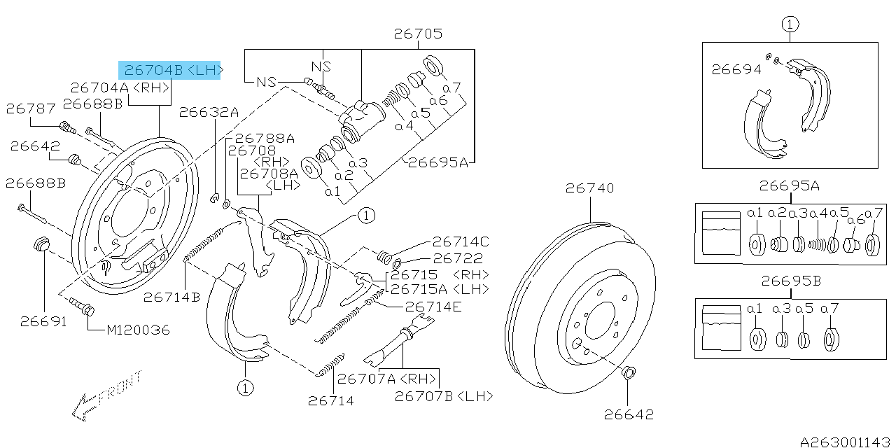 SUBARU LEGACY BH5 00-09 Genuine Rear Brake Splash Shield LH 26704AE050 OEM