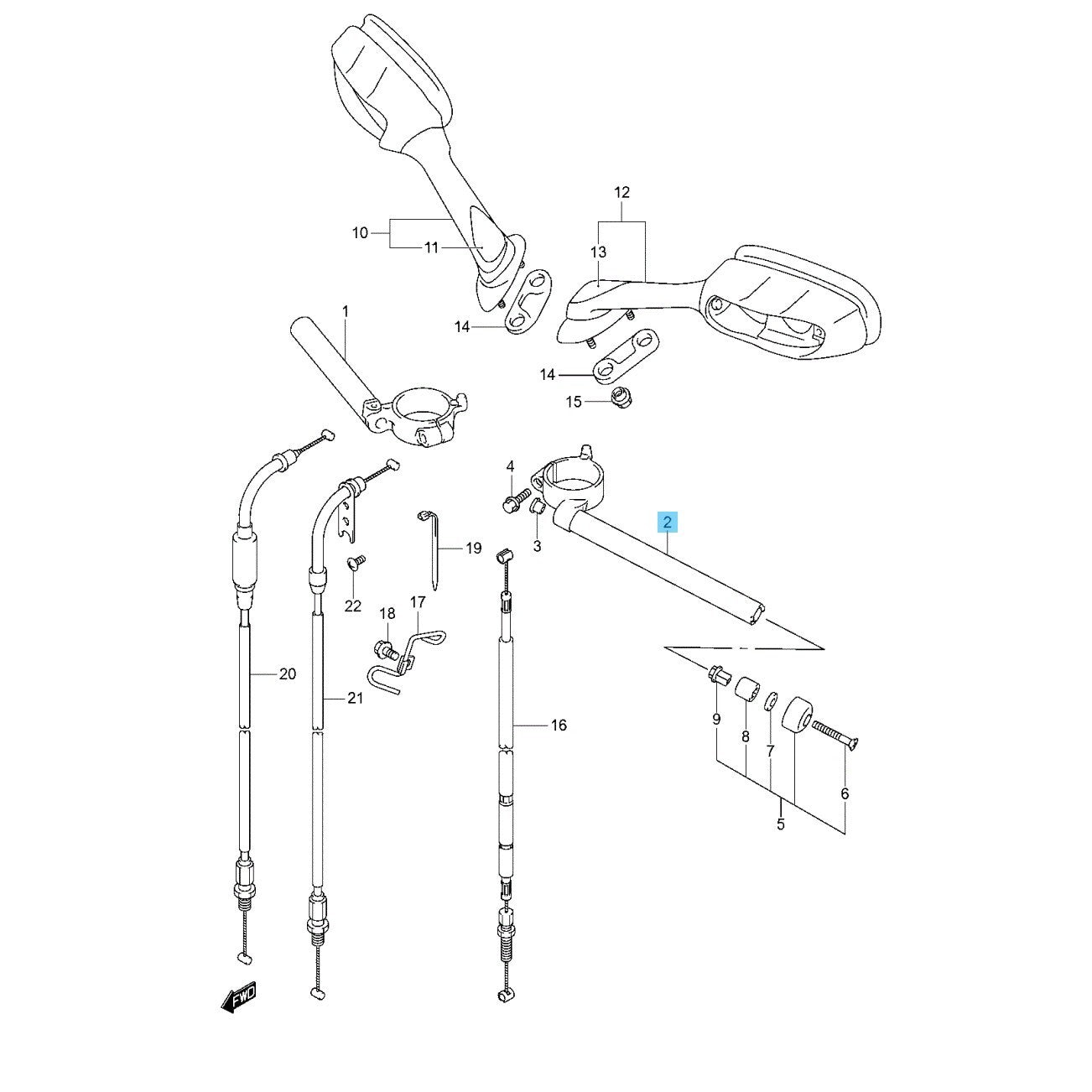 SUZUKI GSX-R600 GSX-R750 11-19 21-24 Genuine Handlebar LH 56151-14J00 OEM