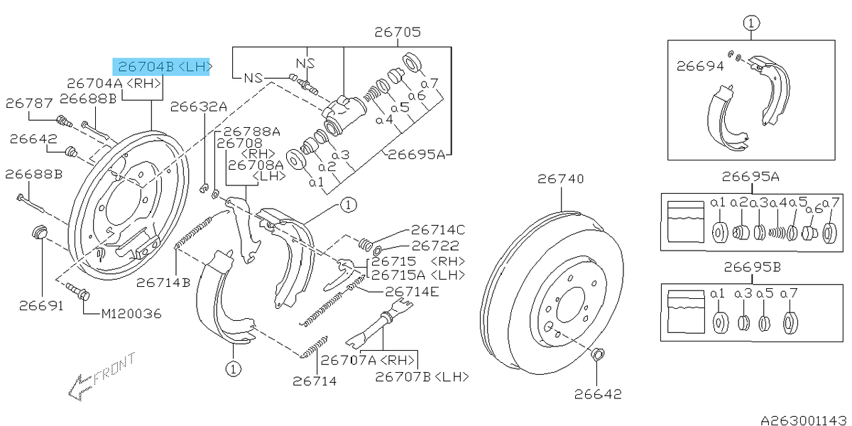 SUBARU LEGACY BH5 00-09 Genuine Rear Brake Splash Shield LH 26704AE050 OEM