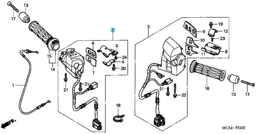HONDA GOLD WING GL1800 01-03 Genuine Starter Stop Switch Set 35013-MCA-505 OEM