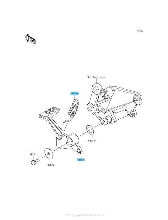 KAWASAKI NINJA 300 EX300 2013-2017 Genuine Brake Pedal Lever & Spring Set OEM