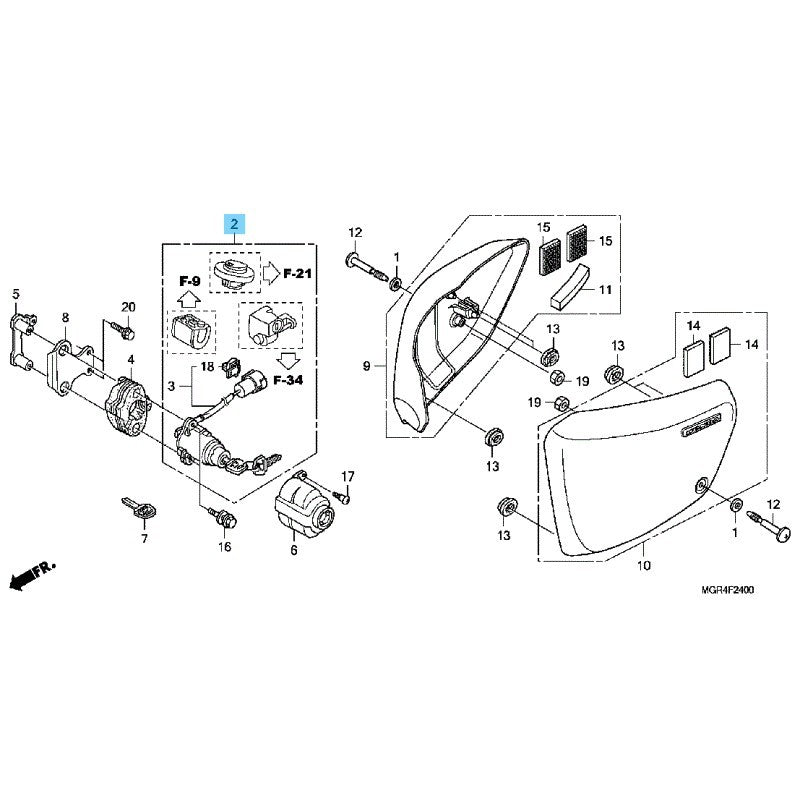 HONDA VT750RS SHADOW RS 2010-2013 Genuine Lock Set 35010-MGR-670