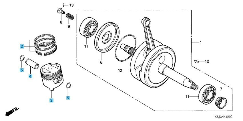HONDA CRF80F 04-09 11-13 Genuine Piston & Ring Set & Pin & Pin Clip(x2) Set OEM