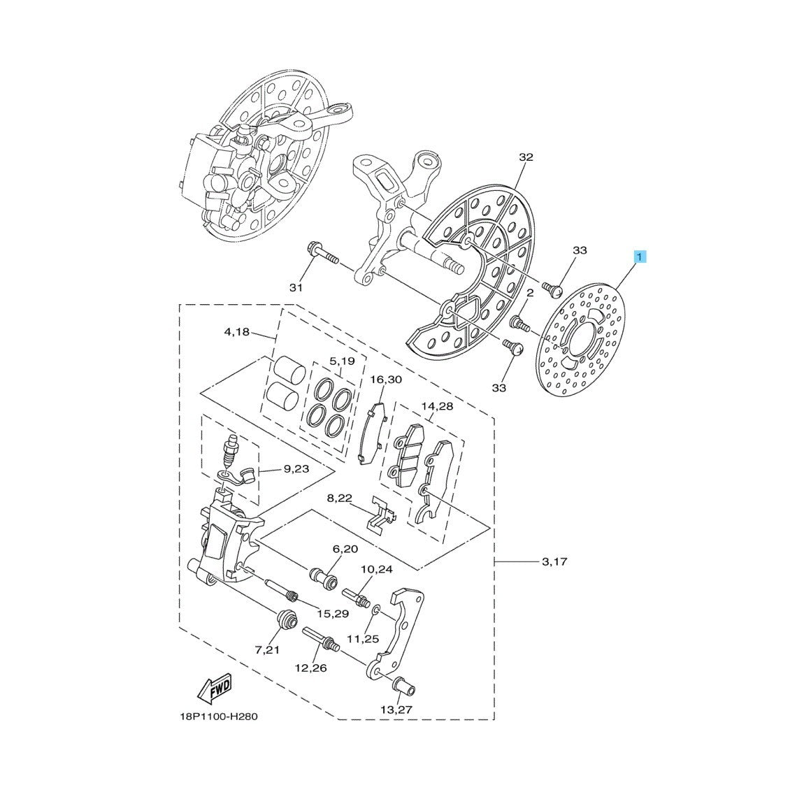YAMAHA YFZ450R 2009-2013 Genuine Front Brake Disc 3GD-2582T-10-00 x2 Set OEM