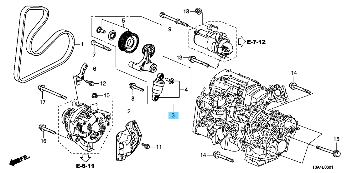 HONDA ACURA TLX CIVIC CR-V Genuine Drive Belt Auto Tensioner 31170-5A2-A03 OEM