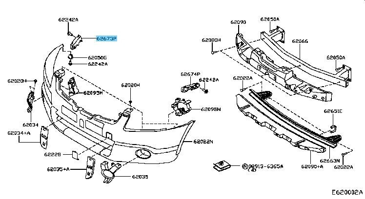 NISSAN QASHQAI J10E Genuine Front Bumper Side Bracket RH 62222-JD000 OEM