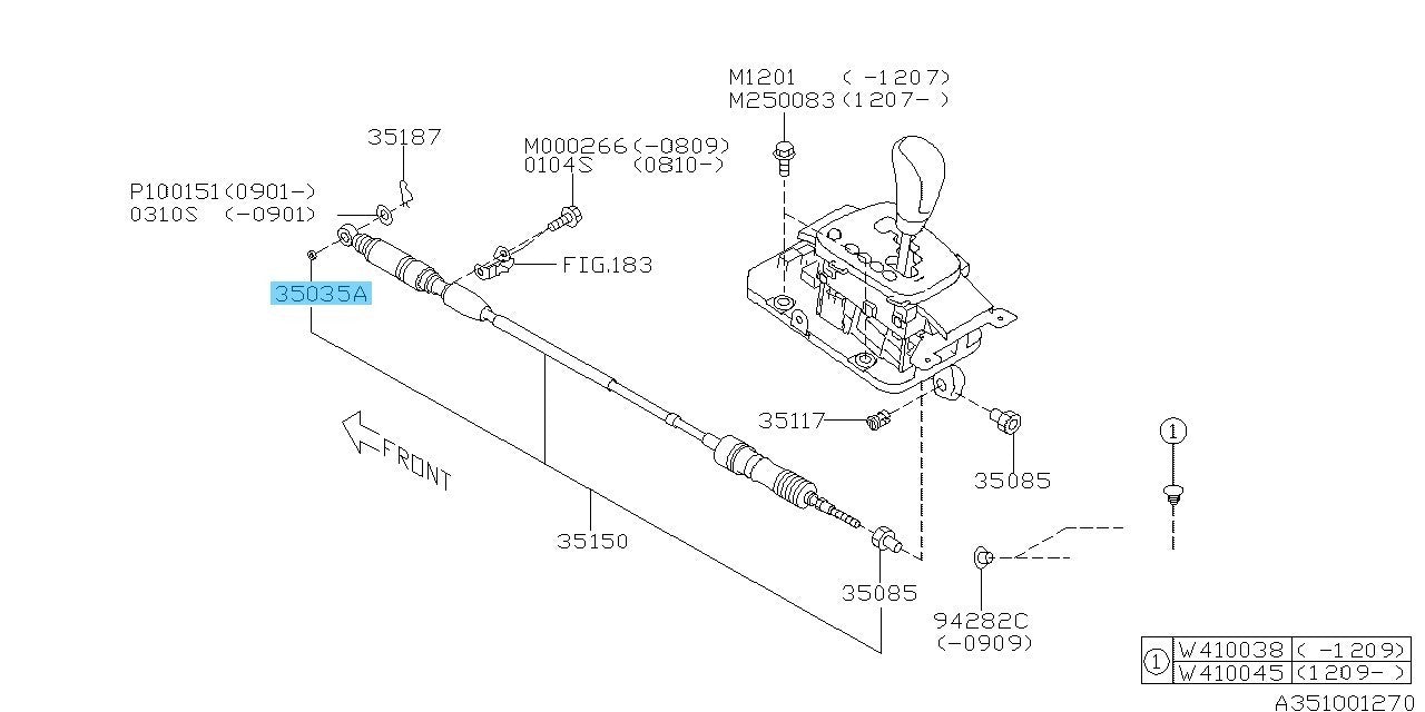 SUBARU IMPREZA GE# GT# '08-23 Genuine A/T Select Lever Cable Assy 35035TC000 OEM