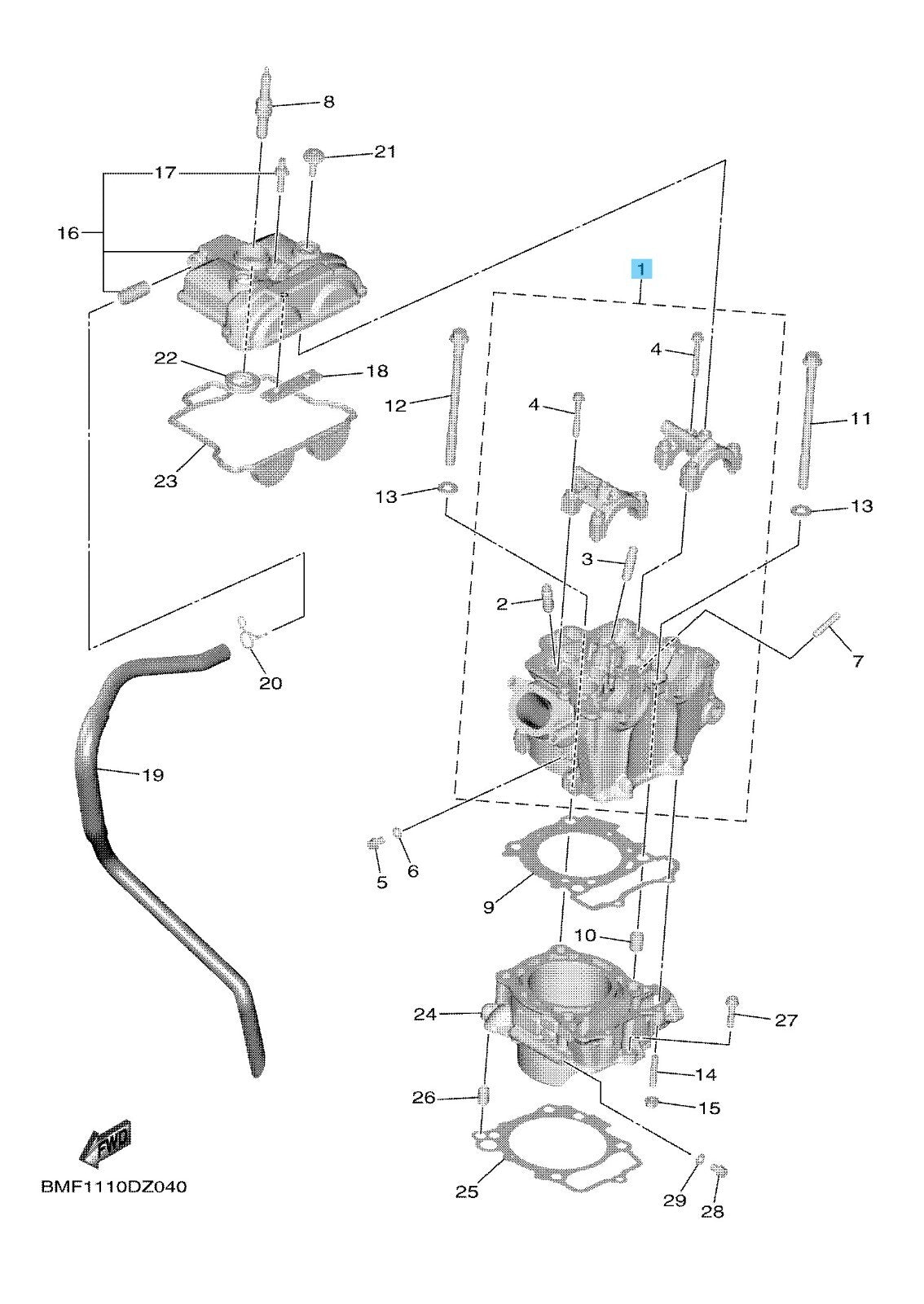 YAMAHA YZ250F 21-24 Genuine Cylinder Head Assy B7B-11101-19-00 OEM