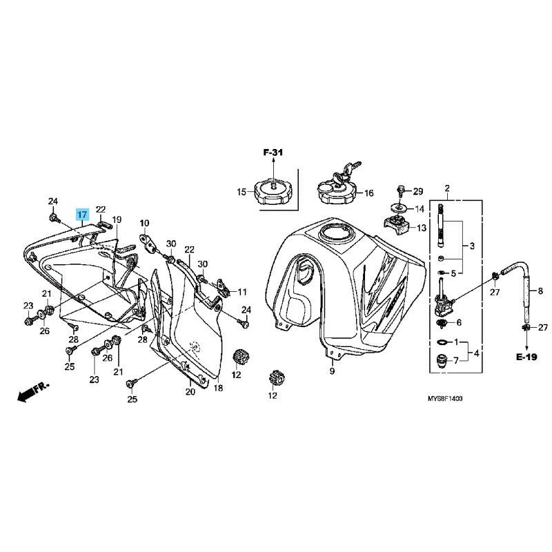 HONDA XR650L 2022-2025 Genuine Shroud RH *NH196*(Ross White) 19030-MY6-700ZC
