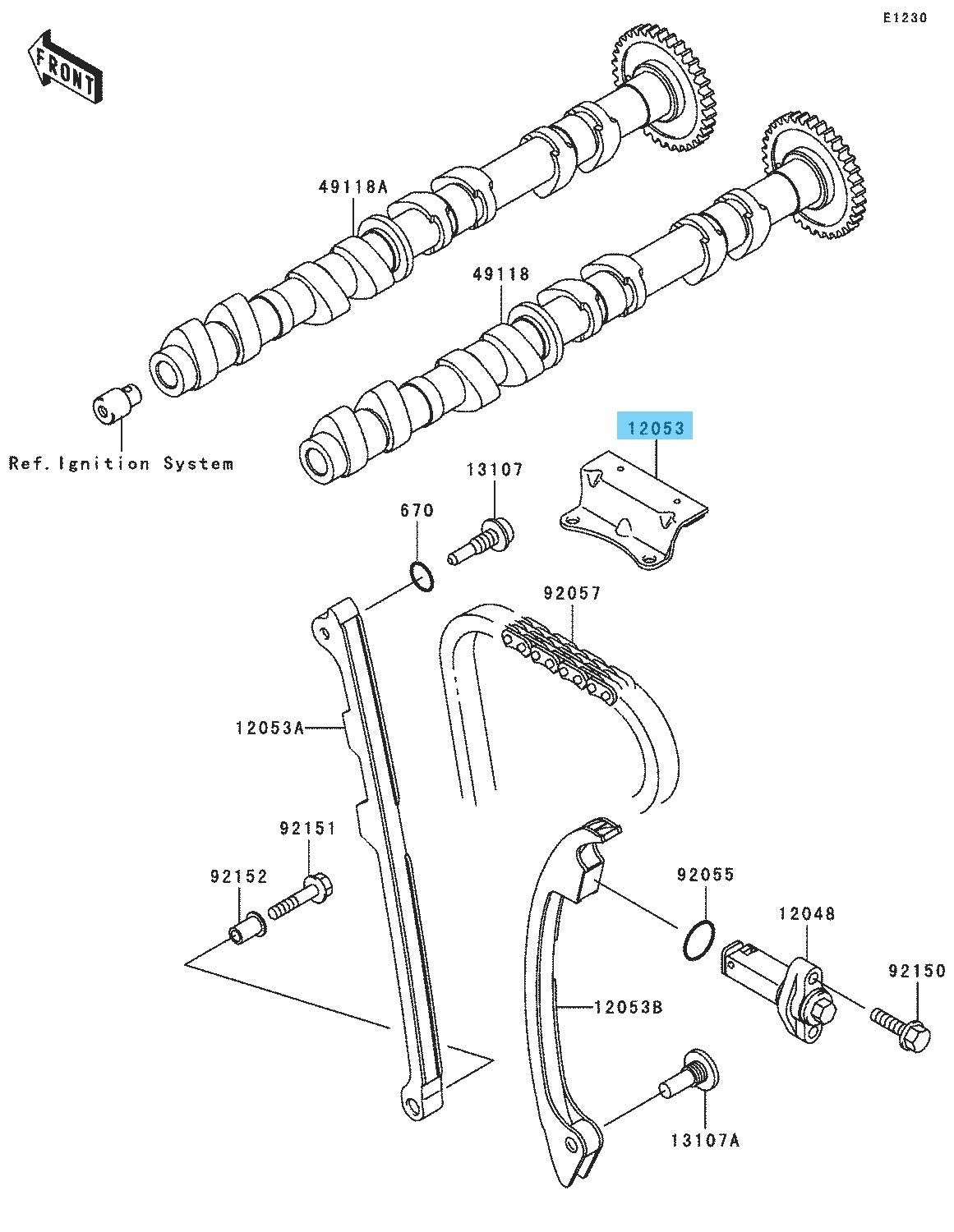 KAWASAKI NINJA ZX-12R ZX1200 2000-2005 Genuine Chain Guide Upper 12053-1432 OEM