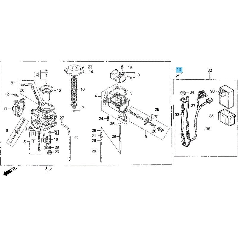 HONDA FOURTRAX TRX300 '96-00 Genuine Carburetor(VE91D A) 16100-HM5-L01 OEM