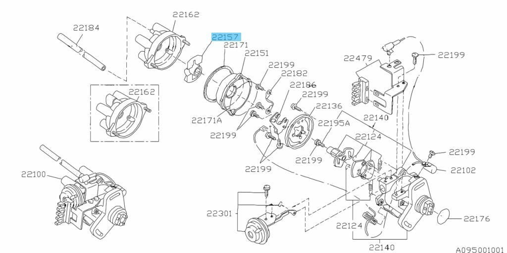 SUBARU LEGACY S26 S48 SW2 TW2 Genuine Distributor Rotor Head 22157KA060 OEM
