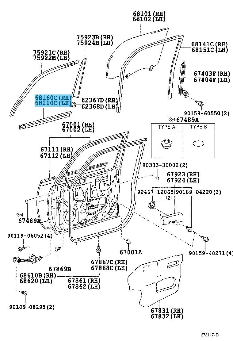 TOYOTA SCION xB NCP31 04-06 Genuine Fr/Door Glass Weatherstrip OUTER RH & LH Set
