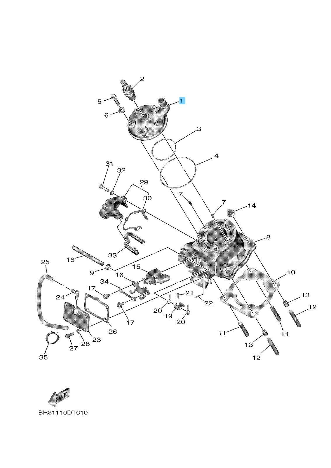 YAMAHA YZ65 2018 20-24 Genuine Cylinder 1 Head & O-Ring (50M) & O-Ring (6U1) Set