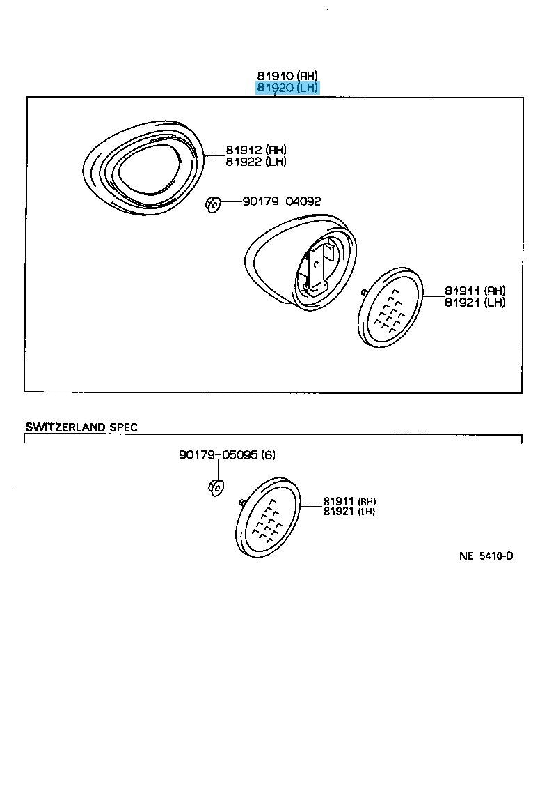 TOYOTA HILUX LN110L '89-97(EUR) Genuine Reflex Reflector Assy LH 81920-35020 OEM