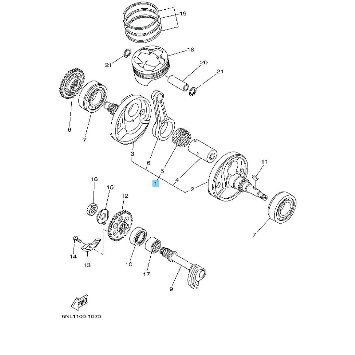 YAMAHA YZ250F '01-02 WR250F '01-02 Genuine Crankshaft Assy 5NL-11400-11-00 OEM
