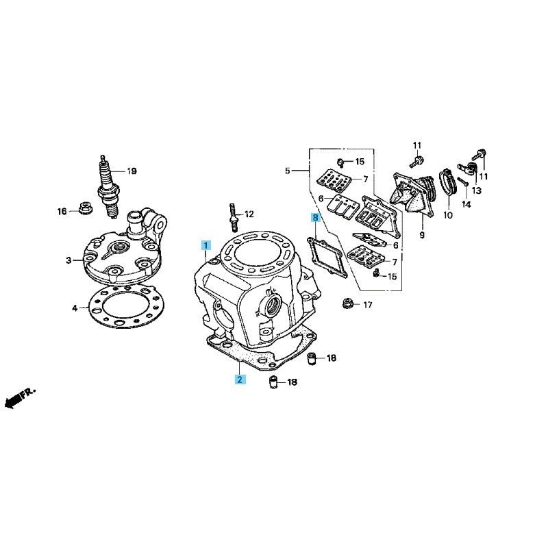 HONDA CR250R 201 Genuine Engine Cylinder A & Gasket & Reed Valve Gasket Set