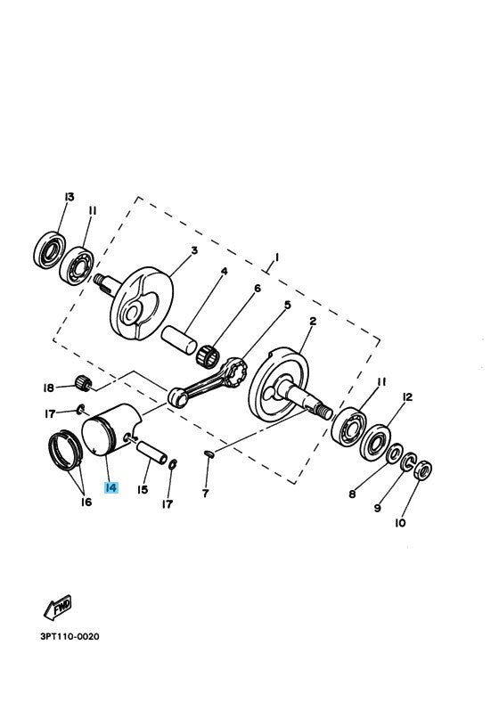 YAMAHA PW50 2016-2017 Genuine Cylinder 1 & Piston Std Set OEM