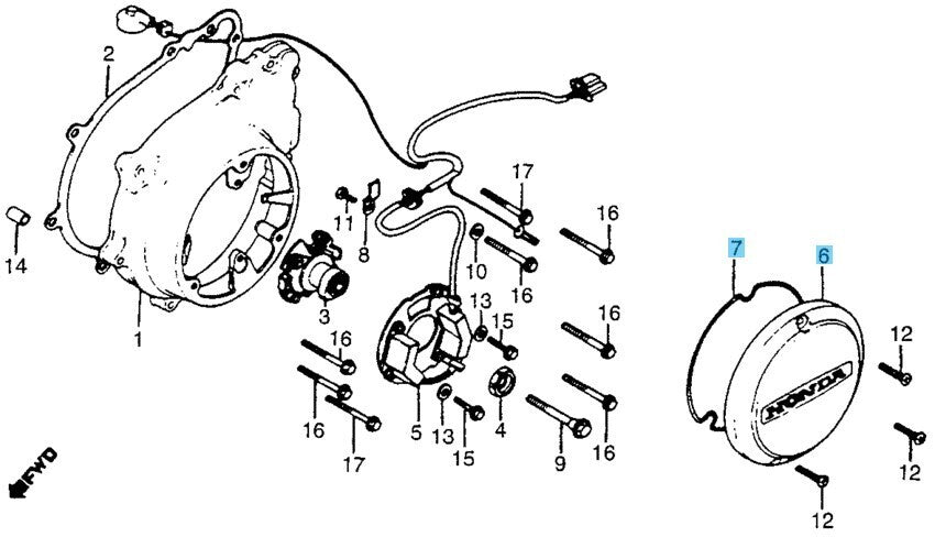 HONDA CB750F 79-82 Genuine Point Cover & Gasket Set 30371-425-010 30372-425-000