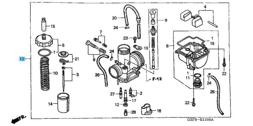 HONDA CR85R CR85RA 2003-2004 Genuine Carburetor Assy 16100-GBF-B01 OEM