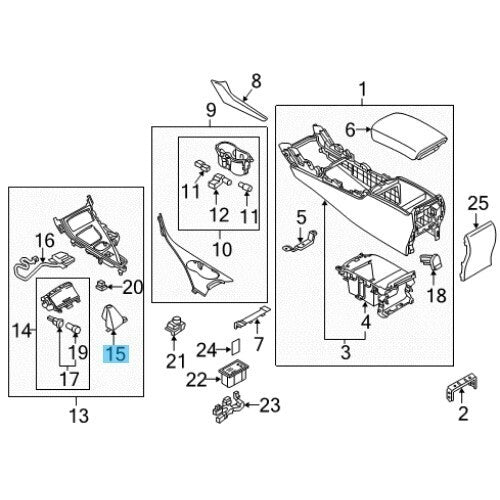 NISSAN INFINITI G37 Q50 Q60 Genuine Finisher Console Boot 96936-5CB0A OEM