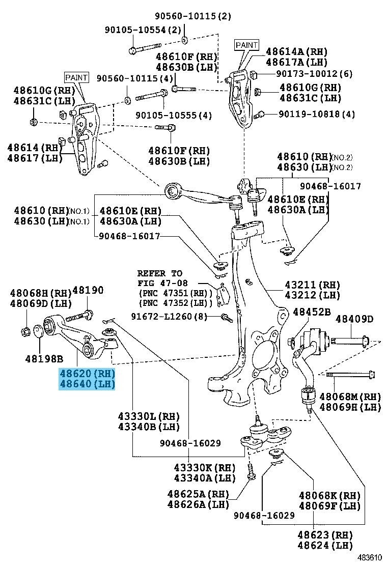 LEXUS LS460 USF45 2009-2017 Genuine Front Lower Suspension Arm RH & LH Set OEM