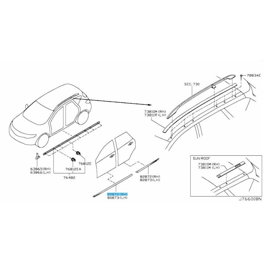 NISSAN 2009-2014 MURANO Genuine Moulding Front Door Right Side 80870-1AA2B OEM