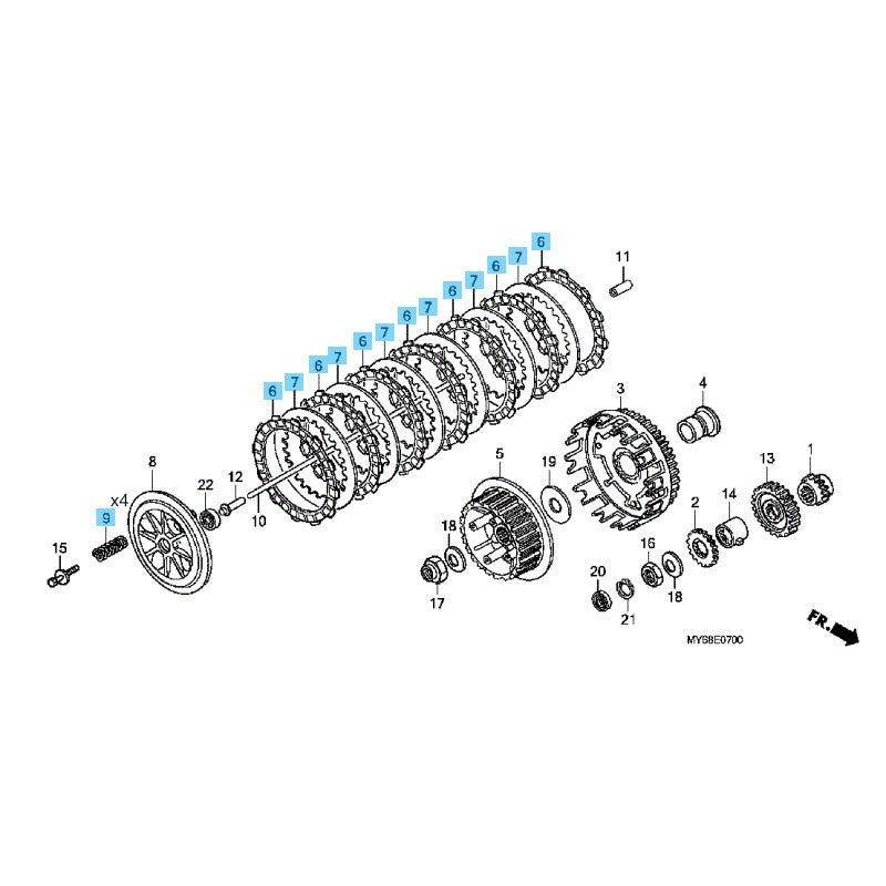 HONDA XR650L '93-25 Genuine Clutch Friction(x7) & Plate(x6) & Spring(x4) Set OEM