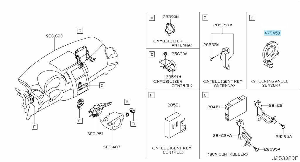 NISSAN 350Z Z33 2007-2009 Genuine Steering Angle Sensor Assy 47945-JD00A OEM