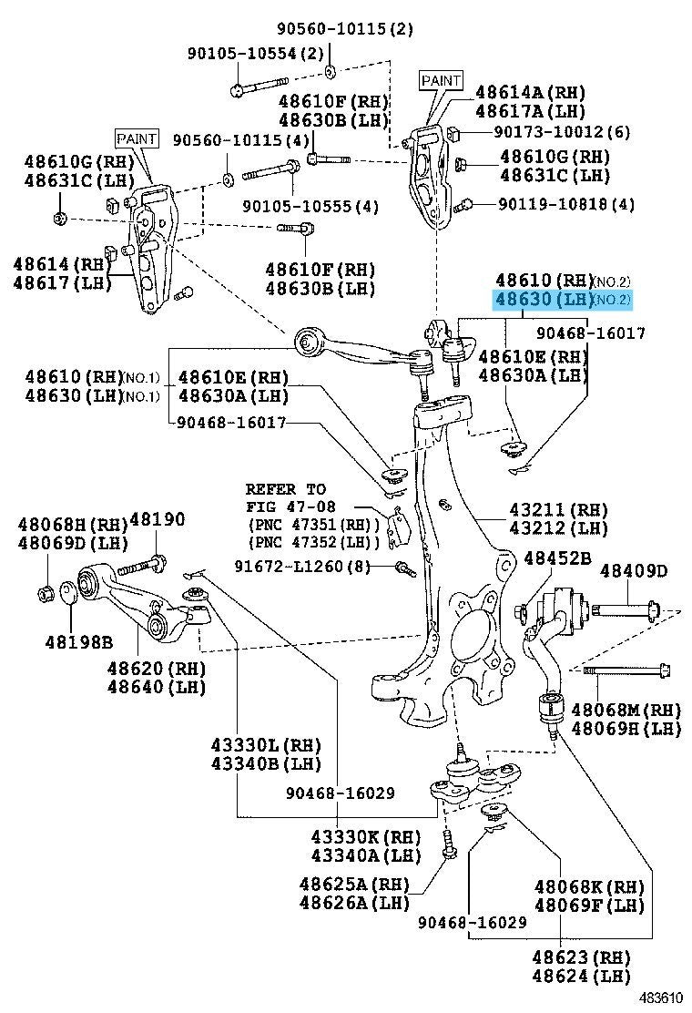 LEXUS LS600h UVF45/46 '08-16 Genuine Fr/Suspension Upper Arm No.2 LH 48630-59145